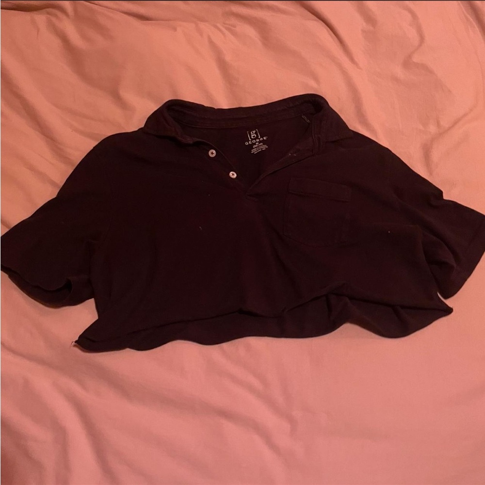 Women's Black Cropped Polo Shirt